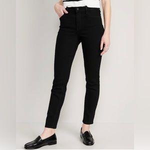 NWT High-Waisted Slim Straight Black Jeans 14 short